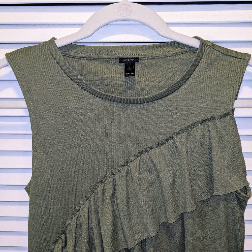 EUC J Crew Women's Drapey Two Tier Ruffle Tank Top Size XS Green Spring Preppy - Picture 5 of 9